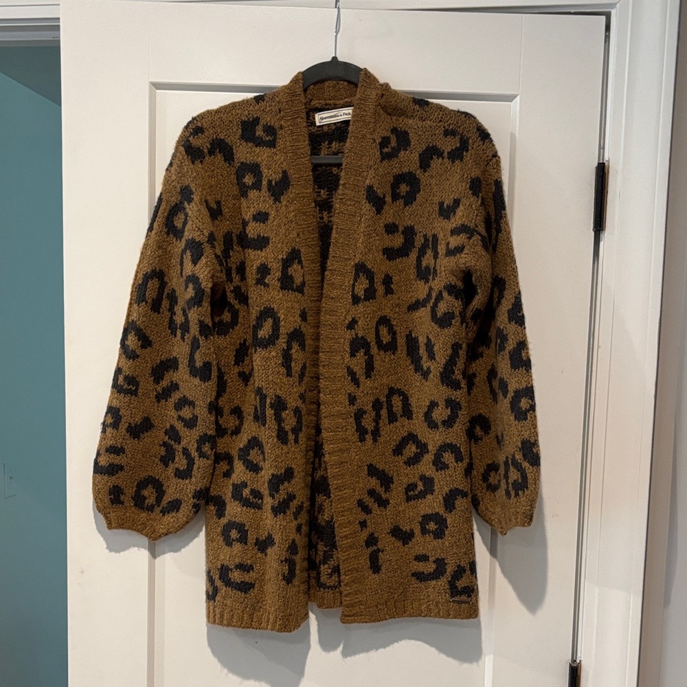 Abercrombie & Fitch Leopard Print Cardigan - Brown and Black